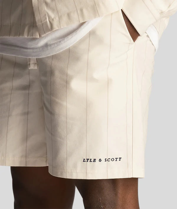 PINSTRIPE SHORTS, CHALK
