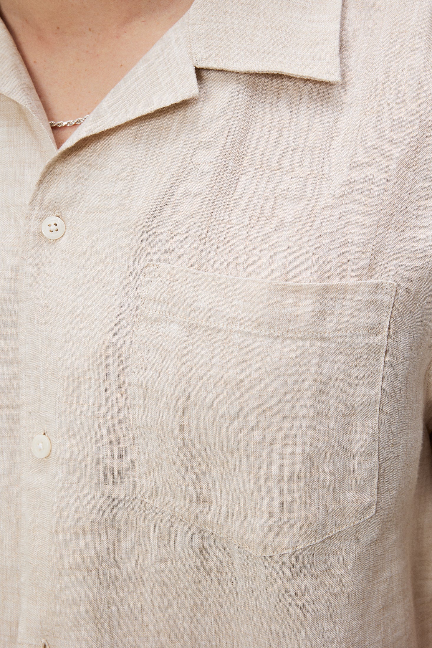 Elio Linen Melange Shirt, Safari Beige