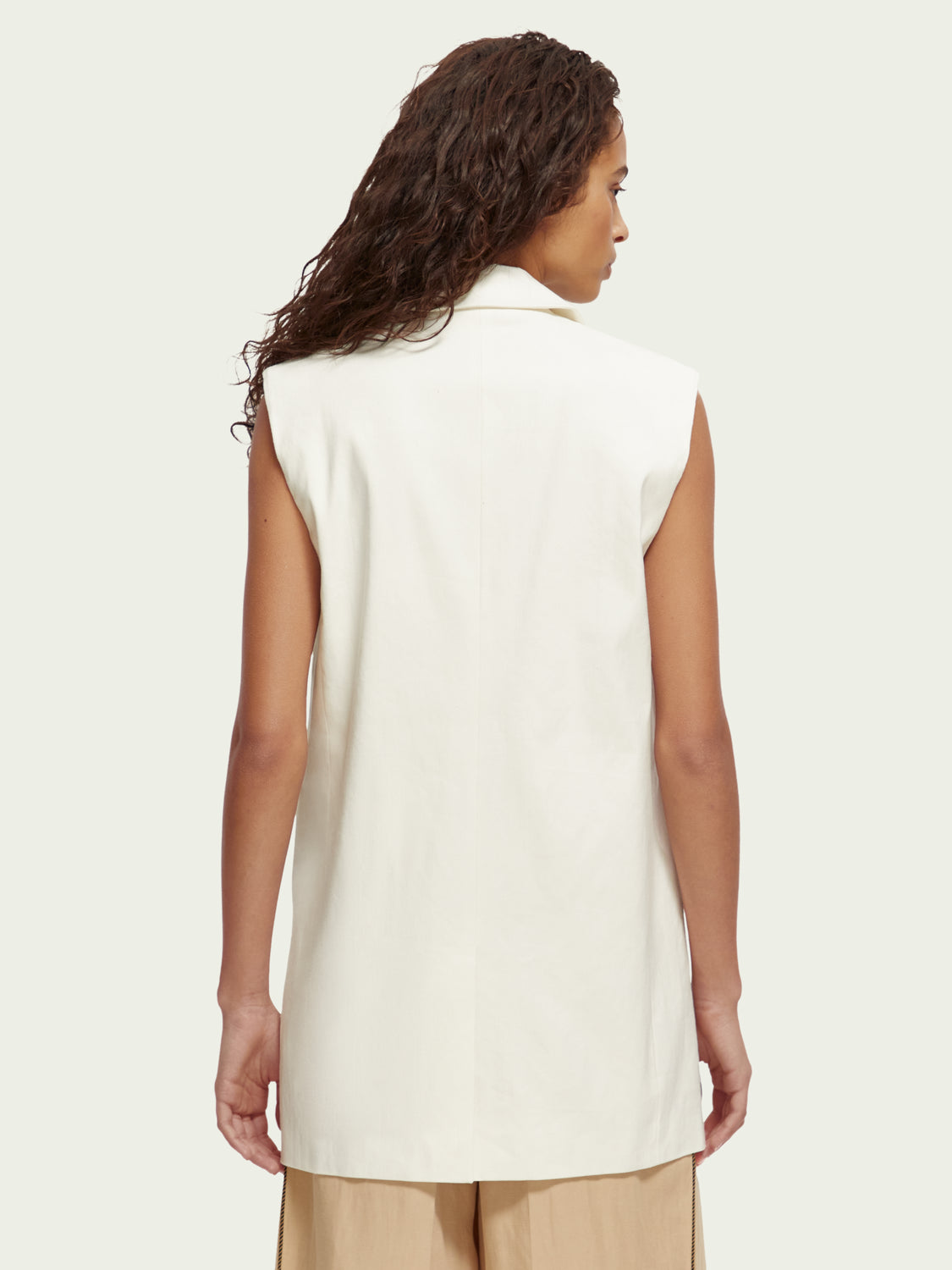 Longer length summer gilet, off white