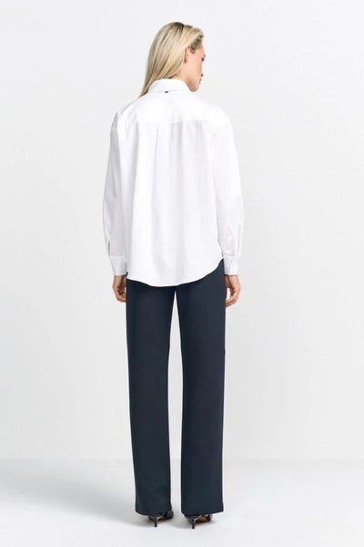 Cotton Blouse w/ flower detail, White