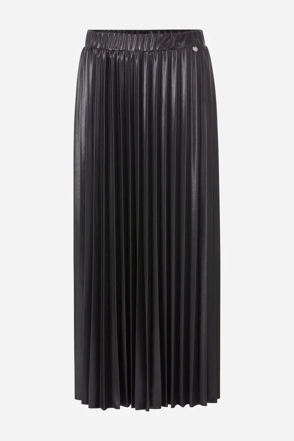 Shiny Plissé Skirt, Black