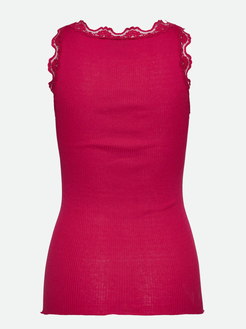 Silk Top w/ Lace, Crimson