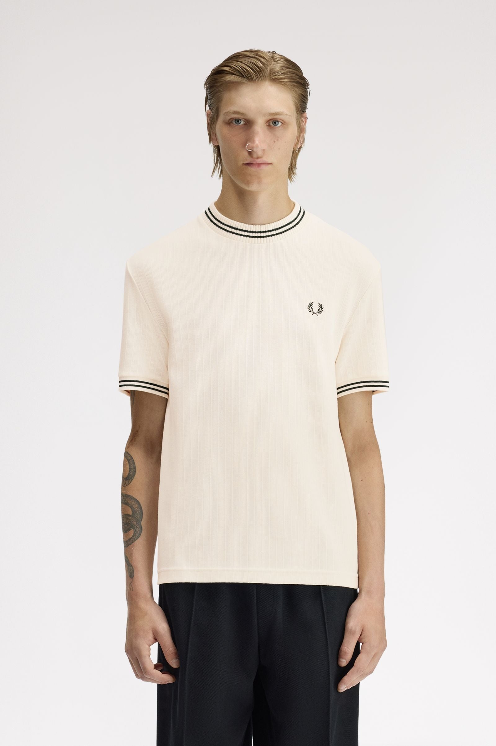 RIBBED JERSEY T-SHIRT, ECRU
