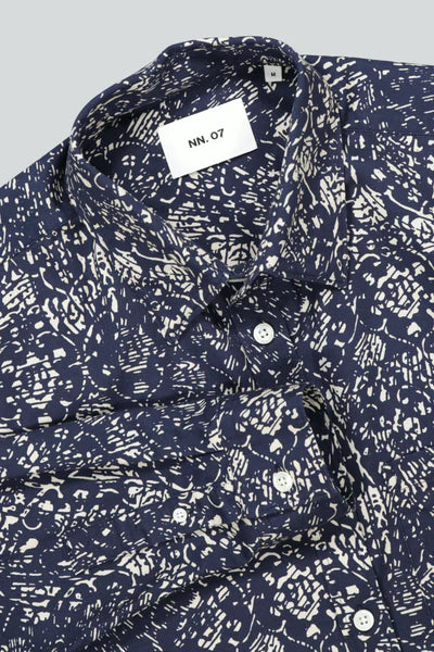 HANS LS 5036 SHIRT, NAVY PRINT
