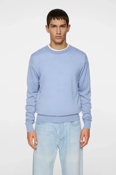 KEANE LIGHT MERINO C-NK SWEATER, RAIN WASHED