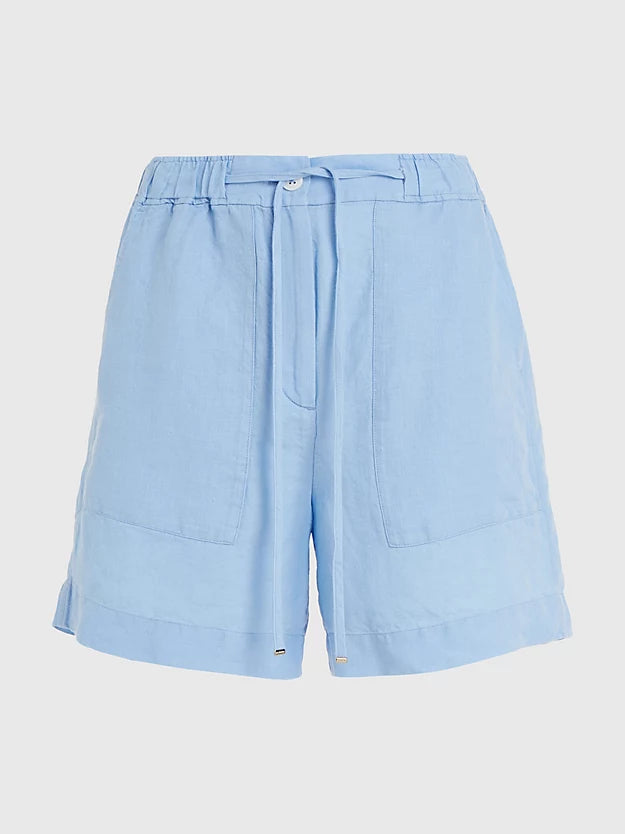 Casual linen shorts, vessel blue