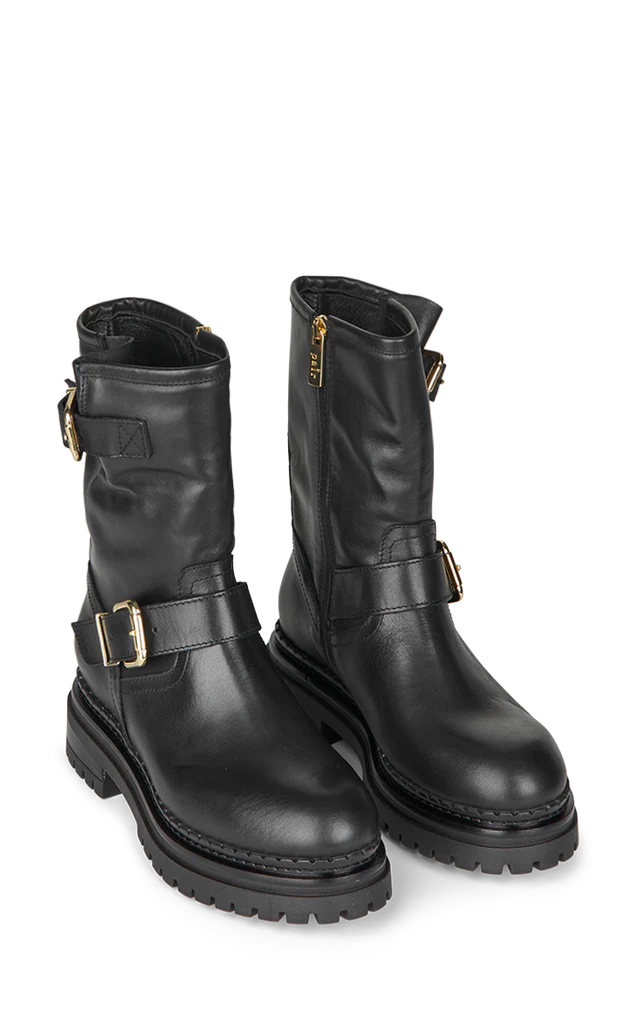 2 Gold Buckle Boot, Black