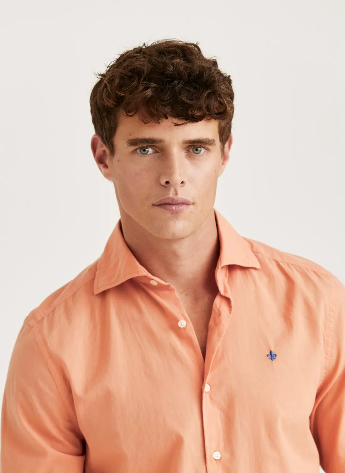 Summer Lightweight Shirt, Classic Fit, Orange