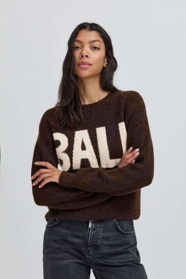 Bastacy Rib Logo Pullover, Coffee Bean