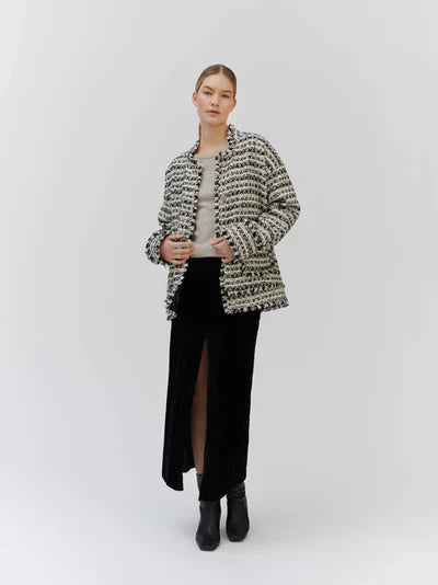 BOUCLÉ BLAZER, IVORY BOUCLE CHECK