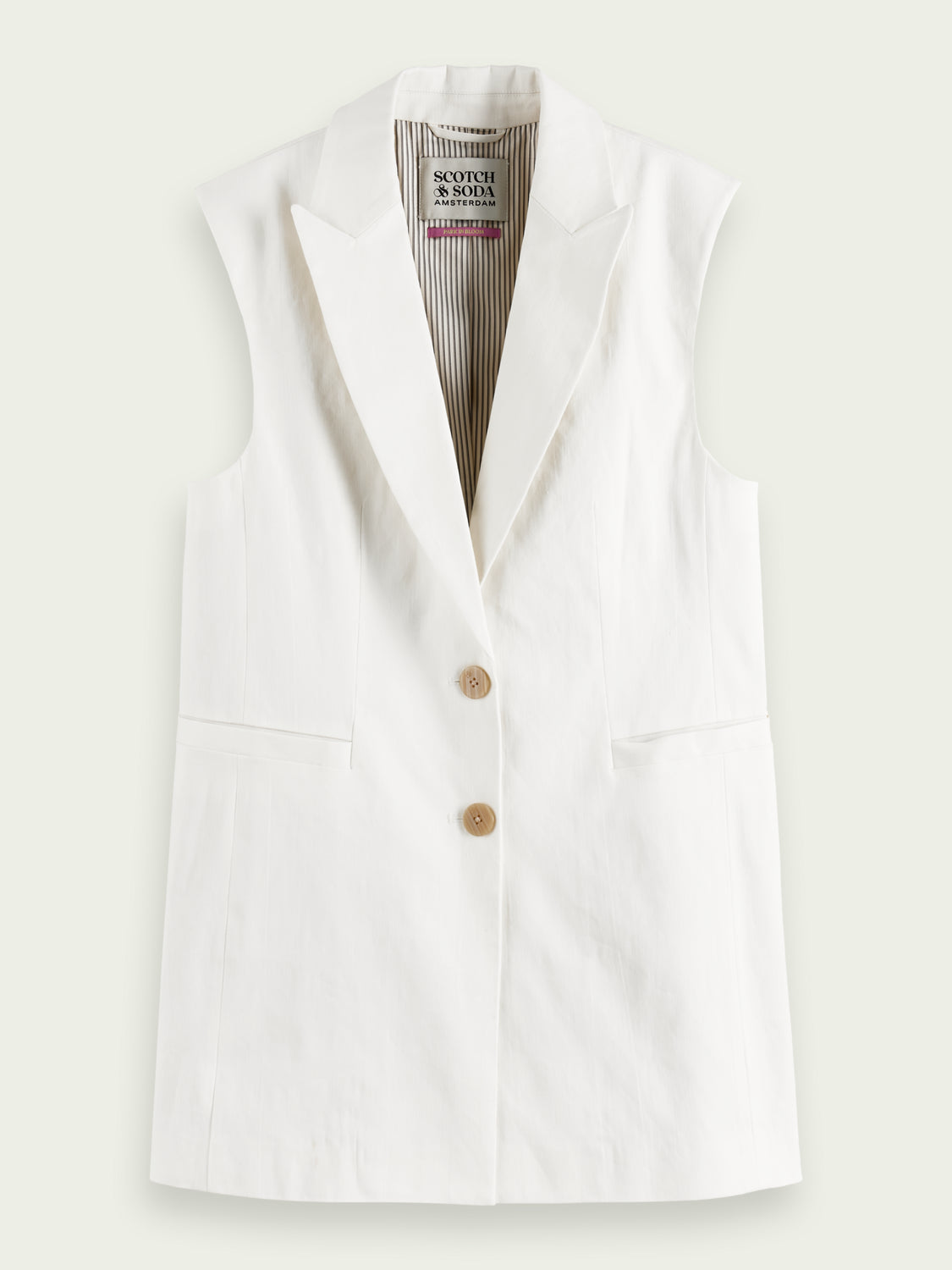 Longer length summer gilet, off white