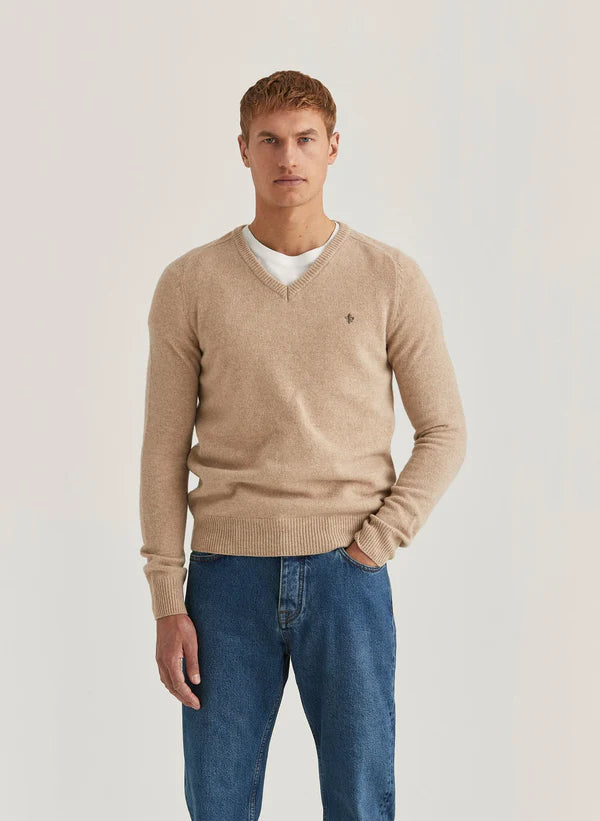 NEWTON V-NK SWEATER, KHAKI