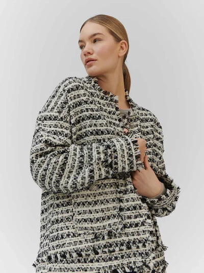 BOUCLÉ BLAZER, IVORY BOUCLE CHECK