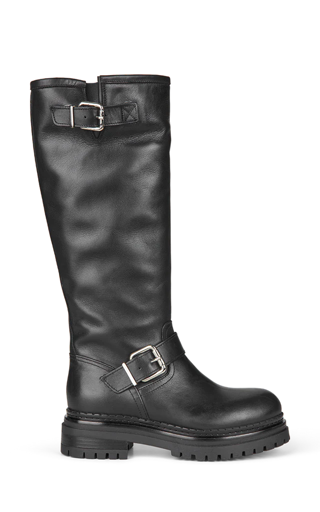 Long 2 Buckle Boot, Black