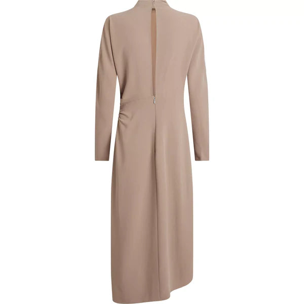 HIGH NECK LS MAXI DRESS, GINGER SNAP