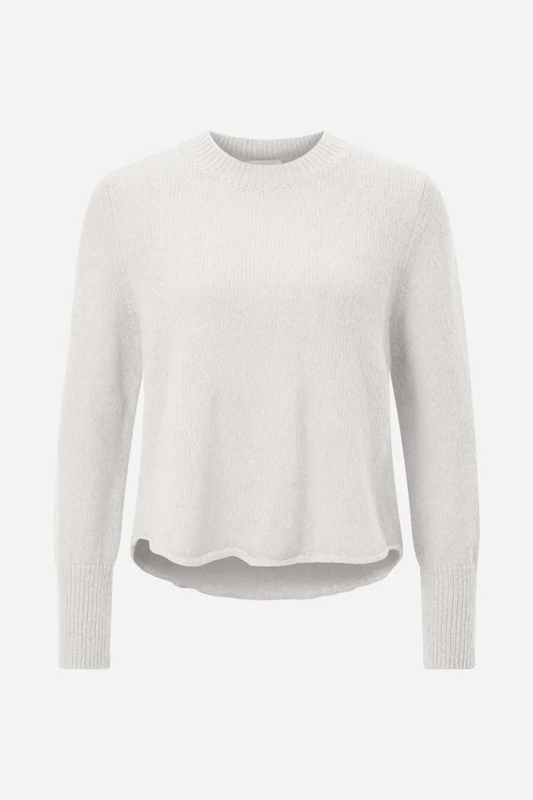 ASYMMETRICAL FINE KNIT SWEATER, PEARL WHITE