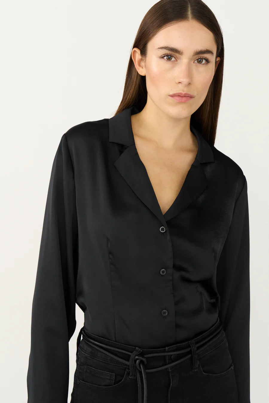 PD-Iris Satin Shirt, Black