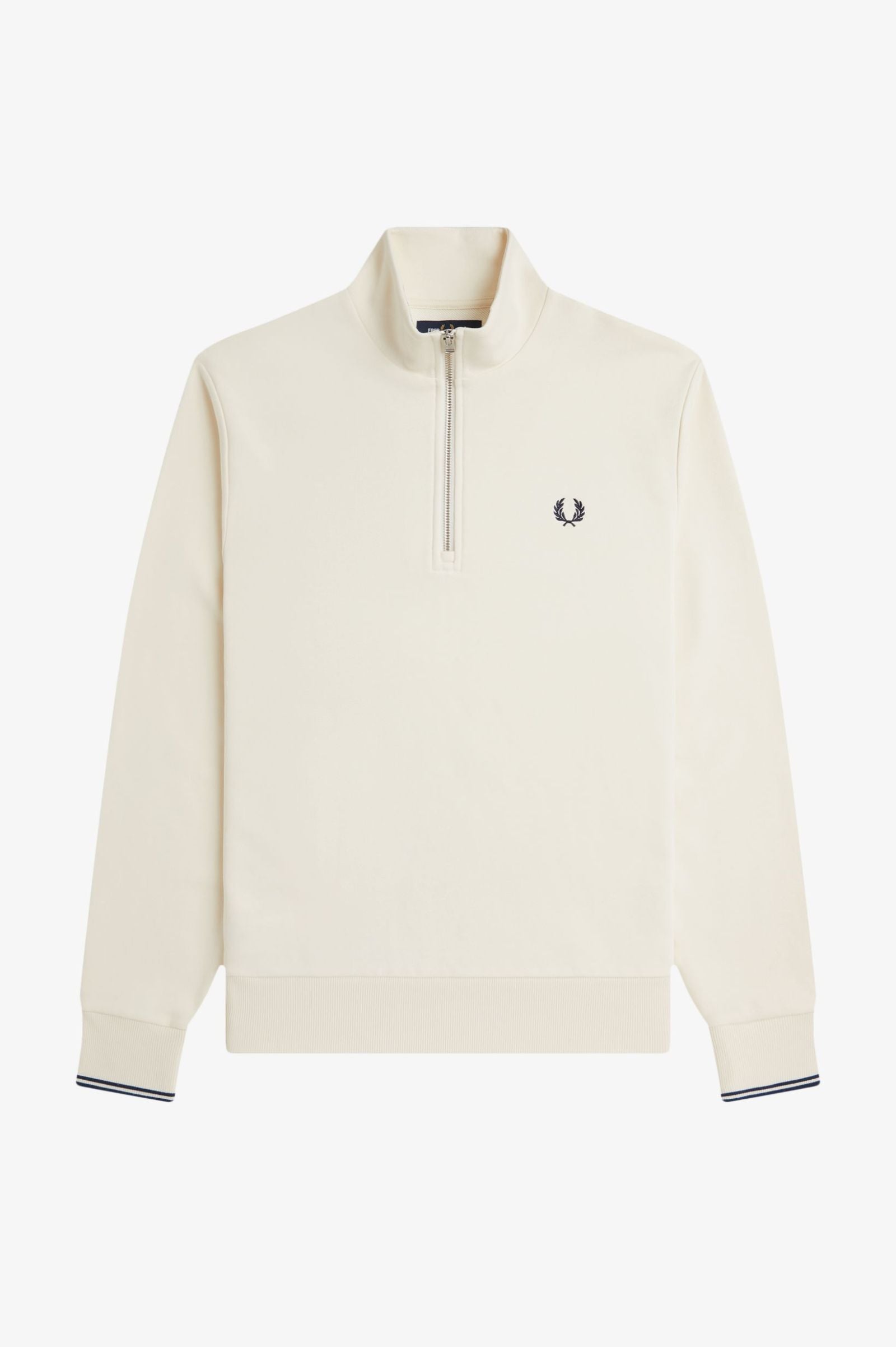 Half Zip Sweatshirt, Ecru/Tennis Blue