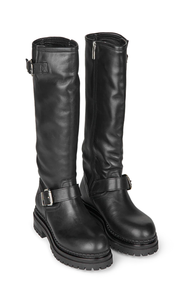 Long 2 Buckle Boot, Black
