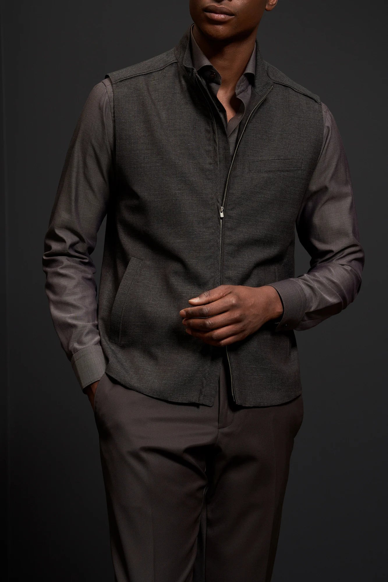 Semi Solid Signature Dobby Shirt, Beige