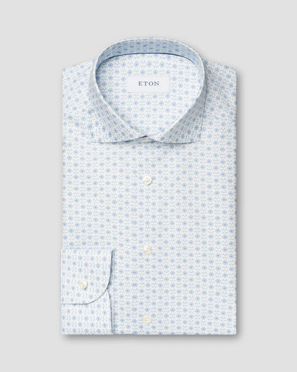 GEOMETRIC SIGNATURE TWILL SHIRT, LIGHT BLUE
