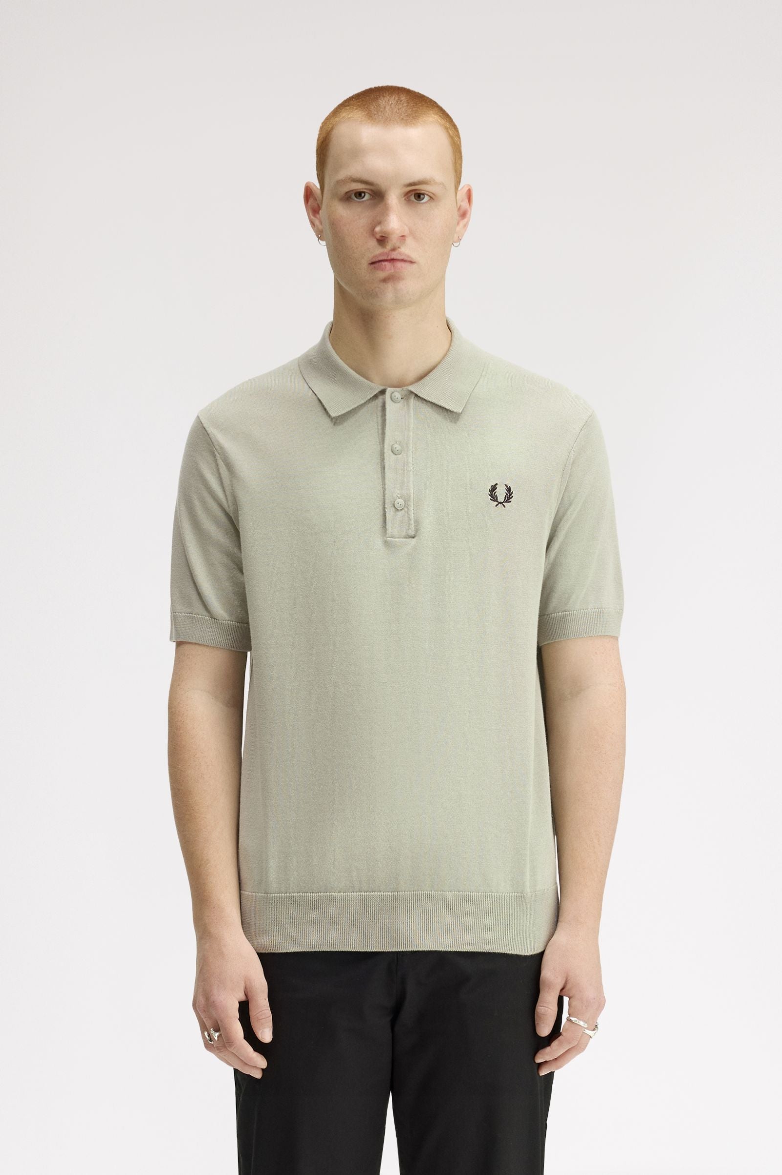 COTTON KNITTED POLO, SEAGRASS