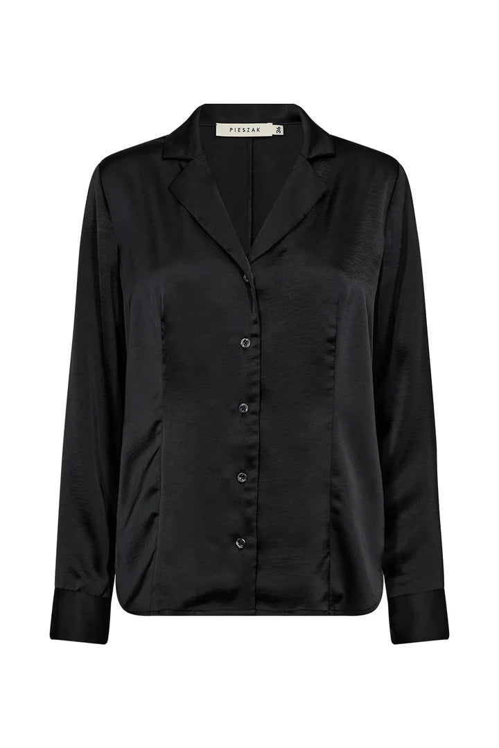 PD-Iris Satin Shirt, Black