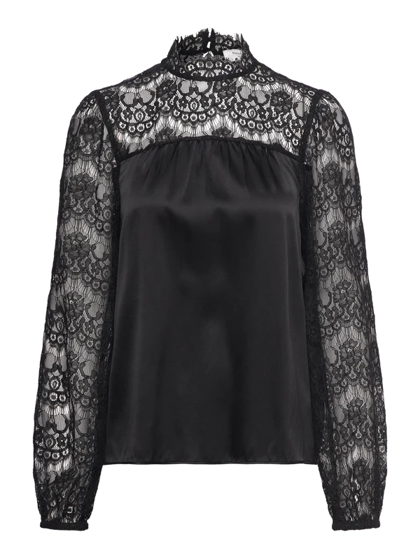 JADE SILK LS BLOUSE, BLACK
