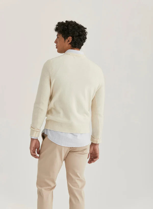 NEWTON V-NK SWEATER, OFF WHITE