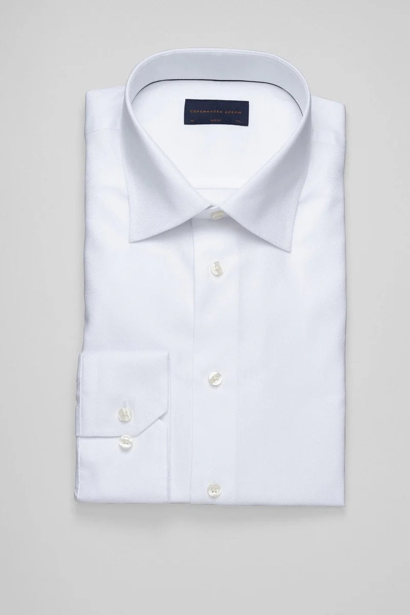 DEN HVIDE SKJORTE MED STRUKTUR, SLIM, WHITE, UDG.