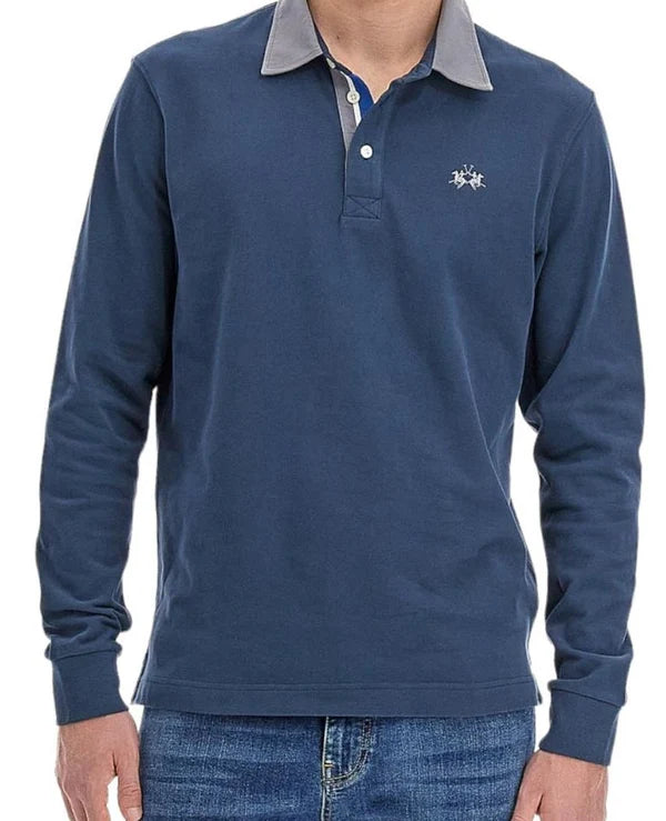 MAN POLO L/S HEAVY JERSEY, NAVY