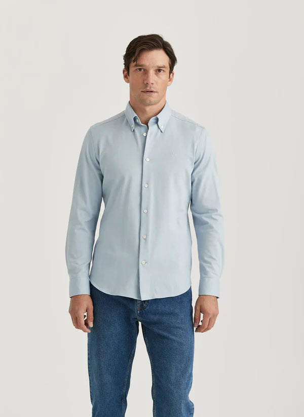 EDDIE PIQUE SHIRT, SLIM, LIGHT BLUE