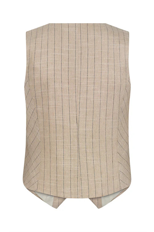 Nadine Pinstripe Linen Vest, Stripe