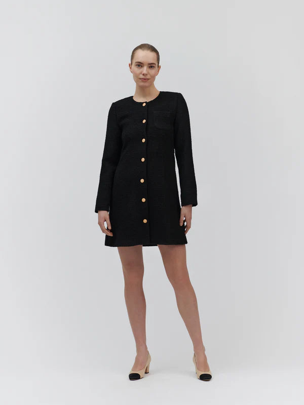 Yoko Suit Dress, Black Bouclé Check