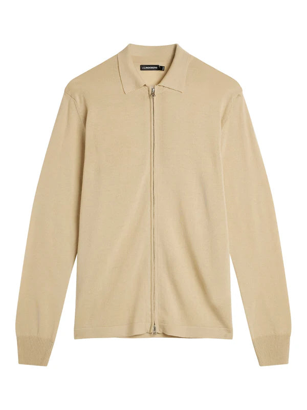 NYLE MERINO ZIP CARDIGAN, SAFARI BEIGE
