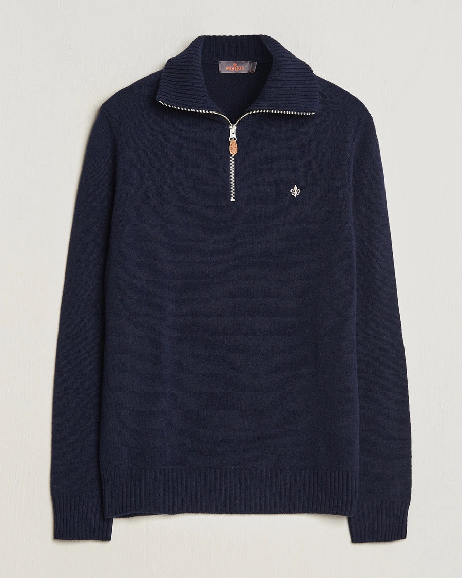 NEWTON HALF ZIP CARDIGAN, NAVY