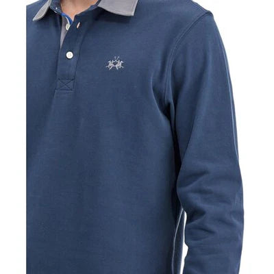 MAN POLO L/S HEAVY JERSEY, NAVY