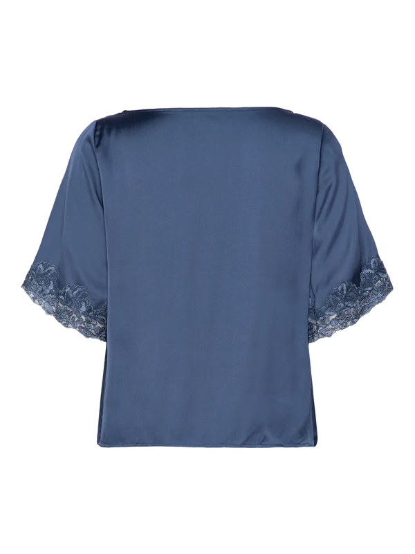 SATINA SS LACE BOATNECK BLOUSE, ENSIGN BLUE