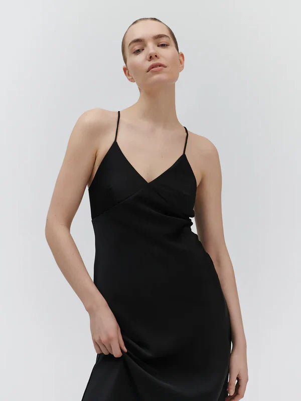 KIN STRAP DRESS, BLACK