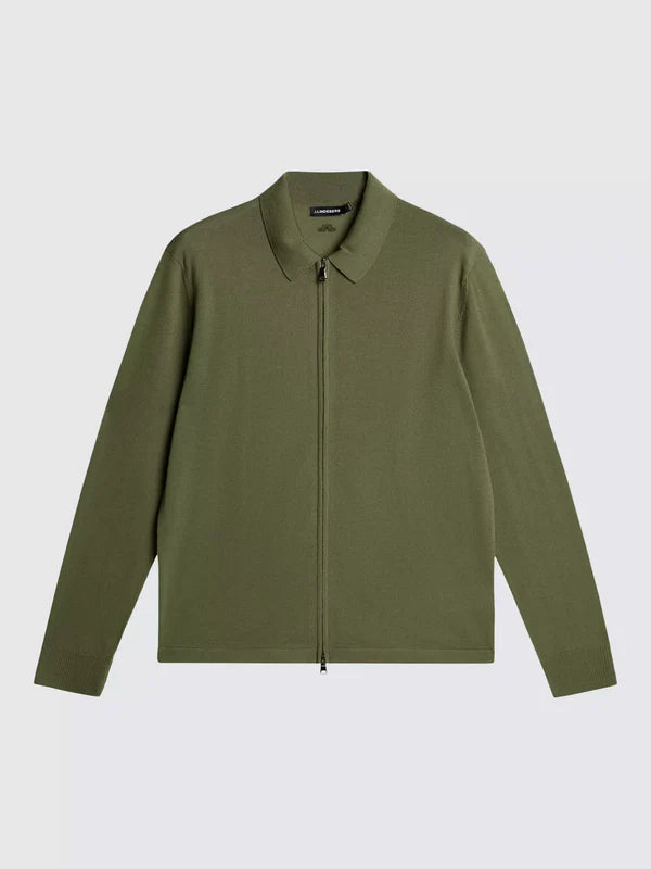KALEB LIGHT MERINO CARDIGAN, OLIVINE