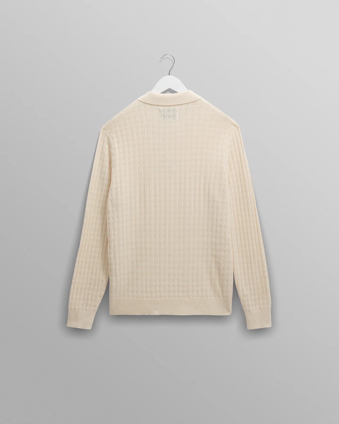 OBAN DIAMOND STRIPE KNITTED POLO, ECRU