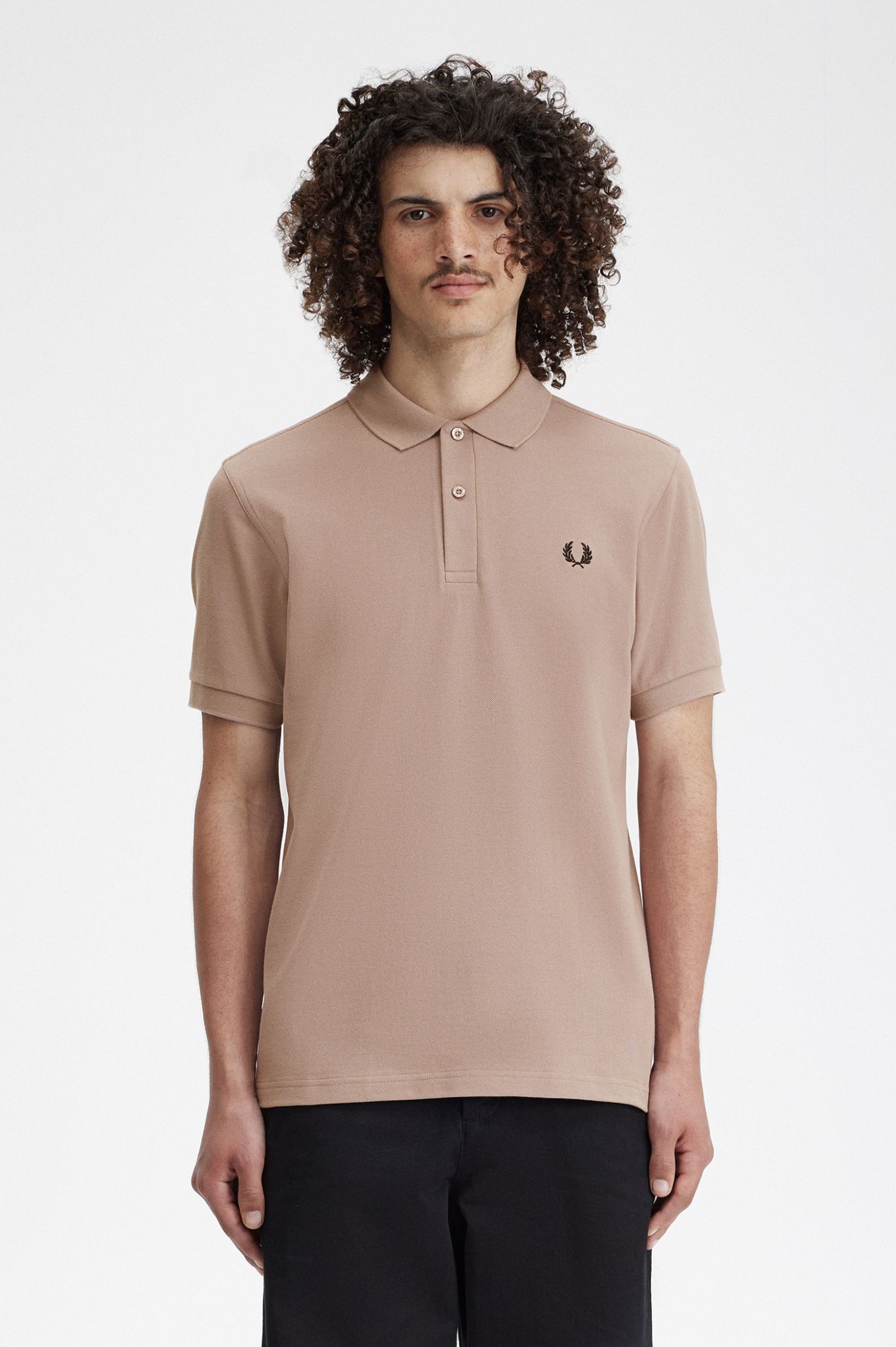 Plain Fred Perry Shirt, Dark Pink/Black