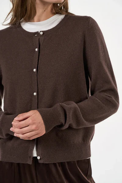 VICTORIA CARDIGAN, MOCHA BROWN