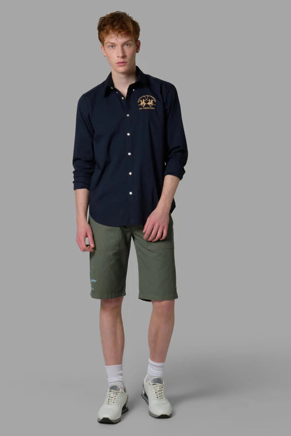 MAN POPLIN STRETCH SHIRT, NAVY