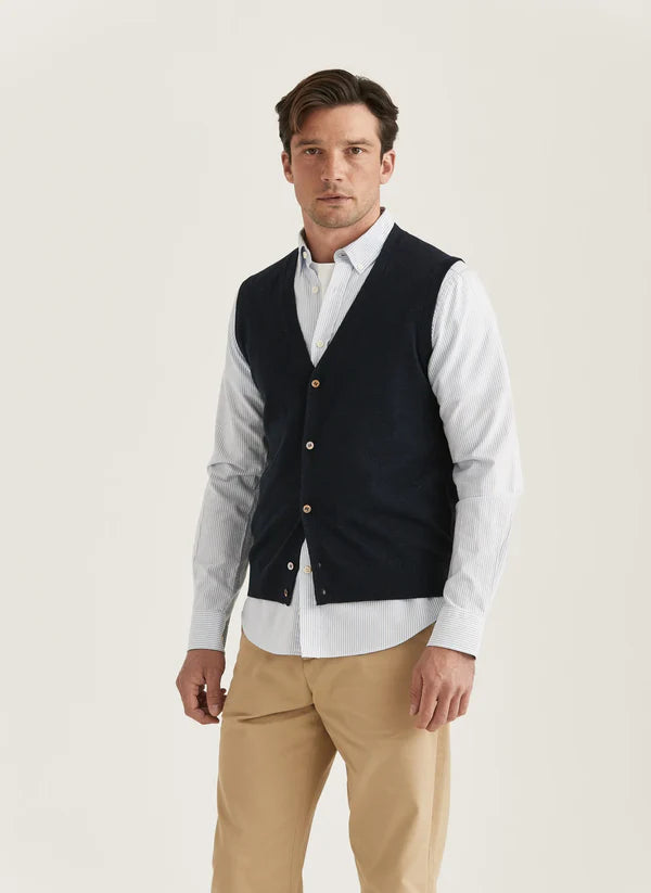 MERINO SLIPOVER VEST, NAVY