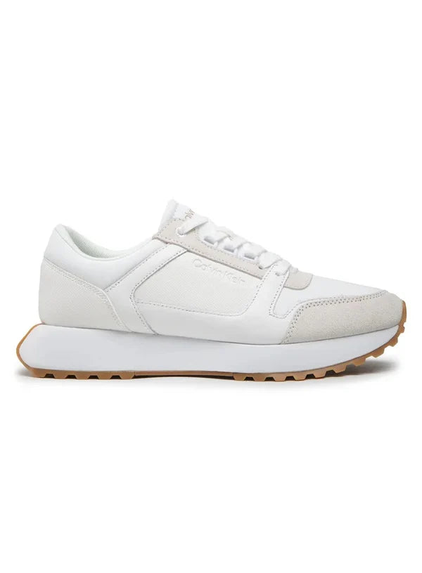 LOW TOP LACE UP MIX SNEAKERS, WHITE/GUM