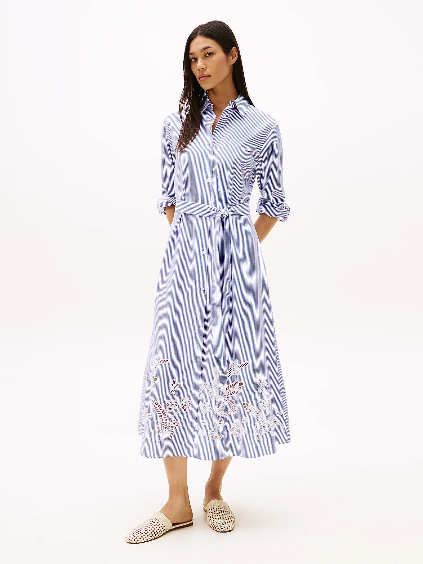 Broderie Anglaise CO Shirt Dress, Classic Ithaca/Cobalt Blue