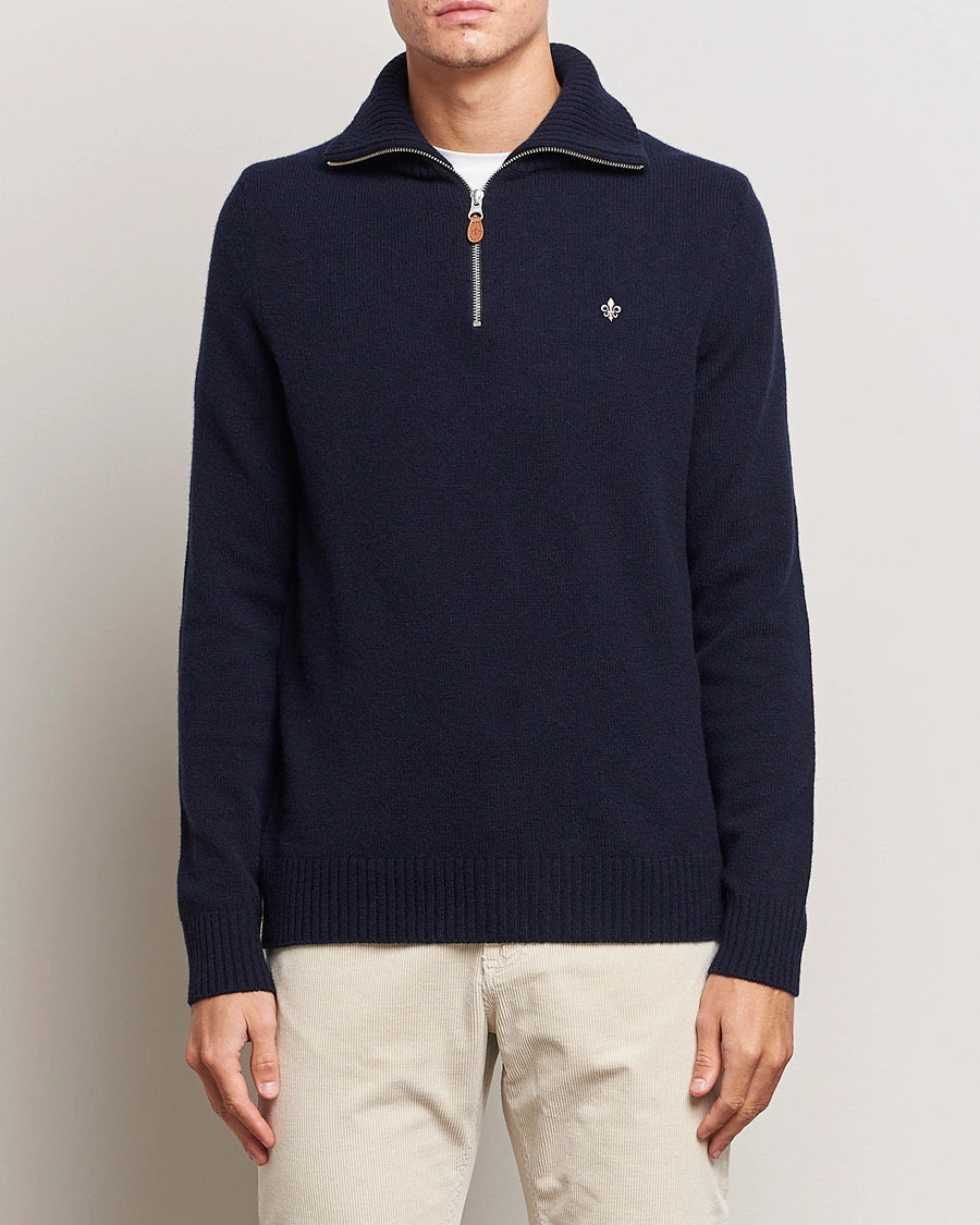 NEWTON HALF ZIP CARDIGAN, NAVY