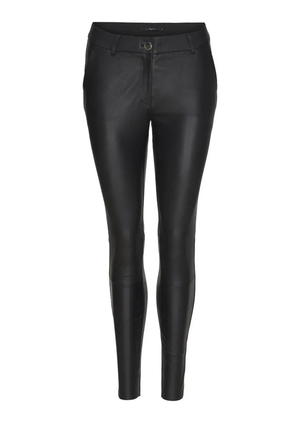 LEATHER PANTS W/POCKETS, BLACK