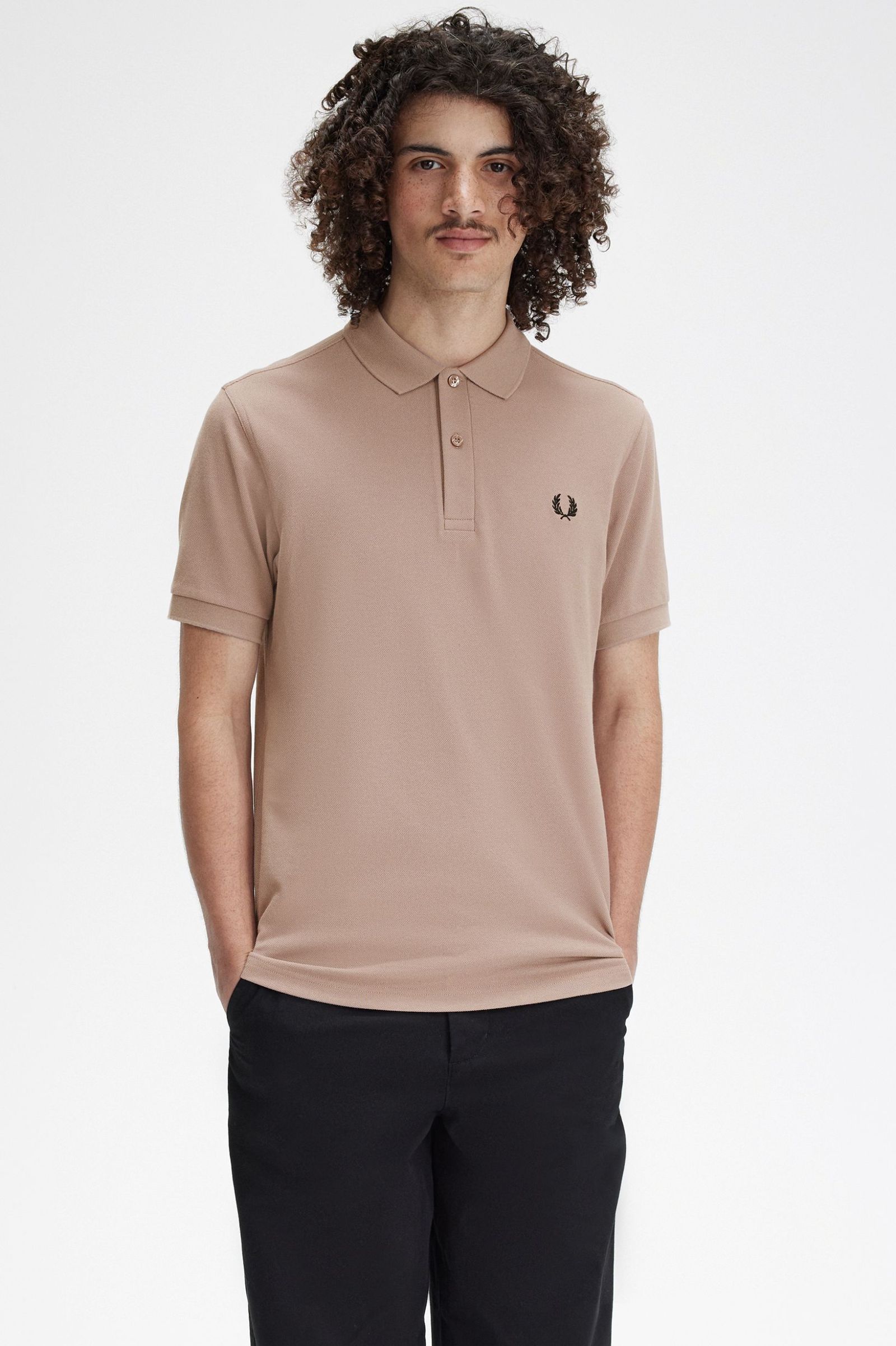 Plain Fred Perry Shirt, Dark Pink/Black